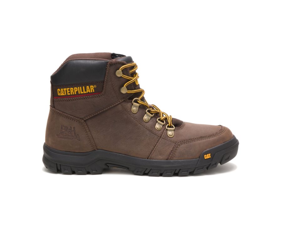 Men\'s Caterpillar CAT Outline Work Boots Brown | CAT-481QZ