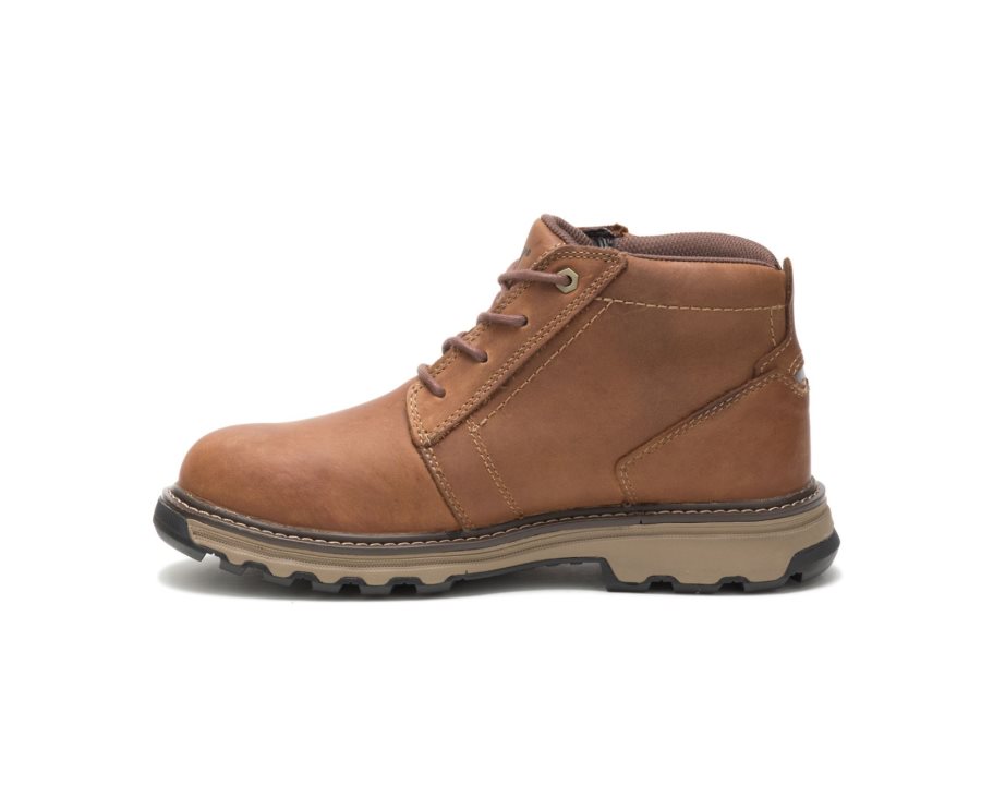 Men's Caterpillar CAT Parker Steel Toe Work Boots Dark Beige | CAT-753XP