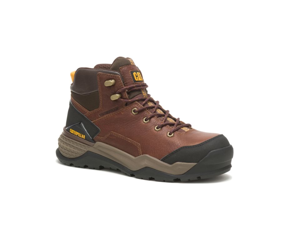 Men's Caterpillar CAT Provoke Mid Waterproof Alloy Toe Work Boots Copper | CAT-230UP