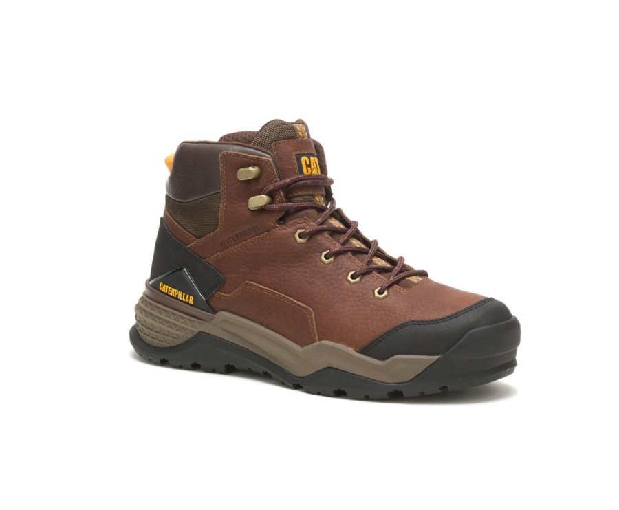 Men's Caterpillar CAT Provoke Mid Waterproof Work Boots Copper | CAT-317ZM