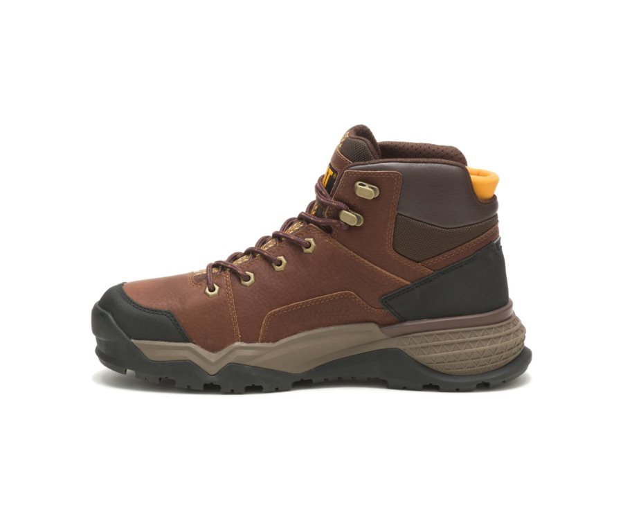 Men's Caterpillar CAT Provoke Mid Waterproof Work Boots Copper | CAT-317ZM