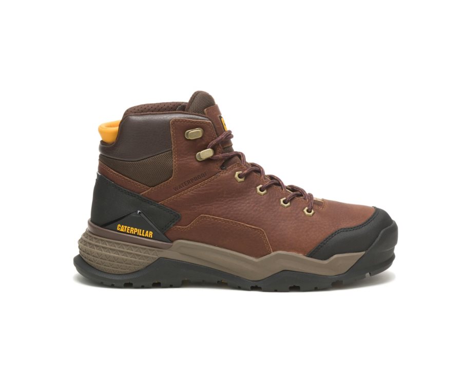 Men\'s Caterpillar CAT Provoke Mid Waterproof Work Boots Copper | CAT-317ZM