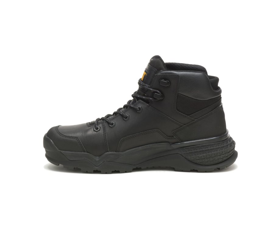 Men's Caterpillar CAT Provoke Mid Waterproof Work Boots Black | CAT-827WF