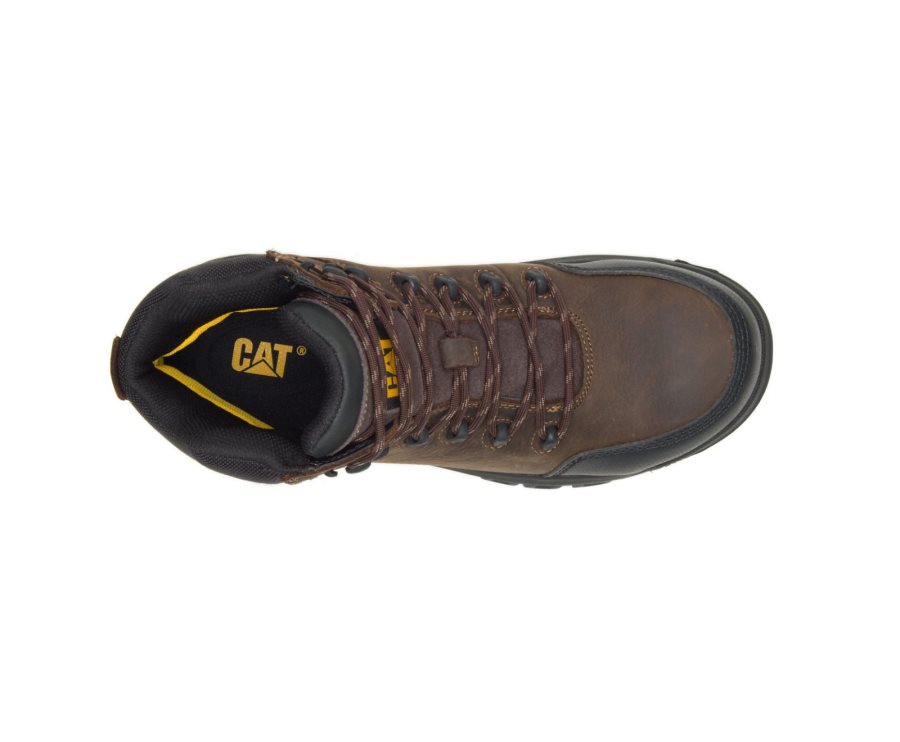 Men's Caterpillar CAT Resorption Waterproof Composite Toe Work Boots Brown | CAT-621JO