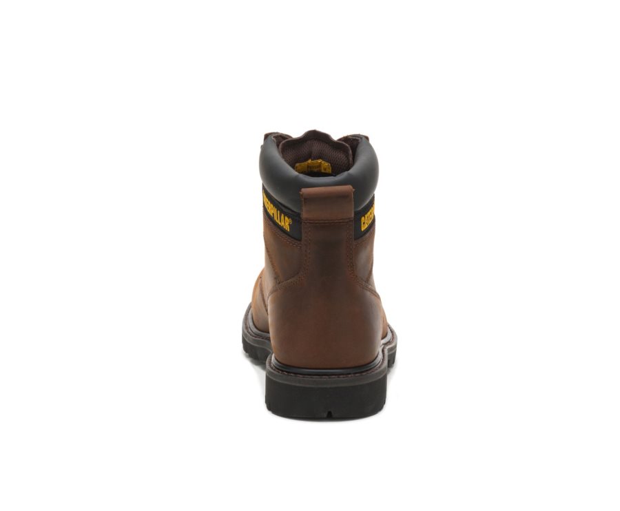 Men's Caterpillar CAT Second Shift Steel Toe Work Boots Dark Brown | CAT-381OZ