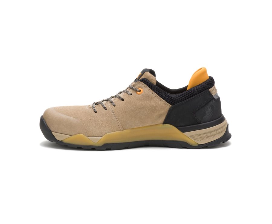 Men's Caterpillar CAT Sprint Suede Alloy Toe Sneakers Brown / Black | CAT-718JH