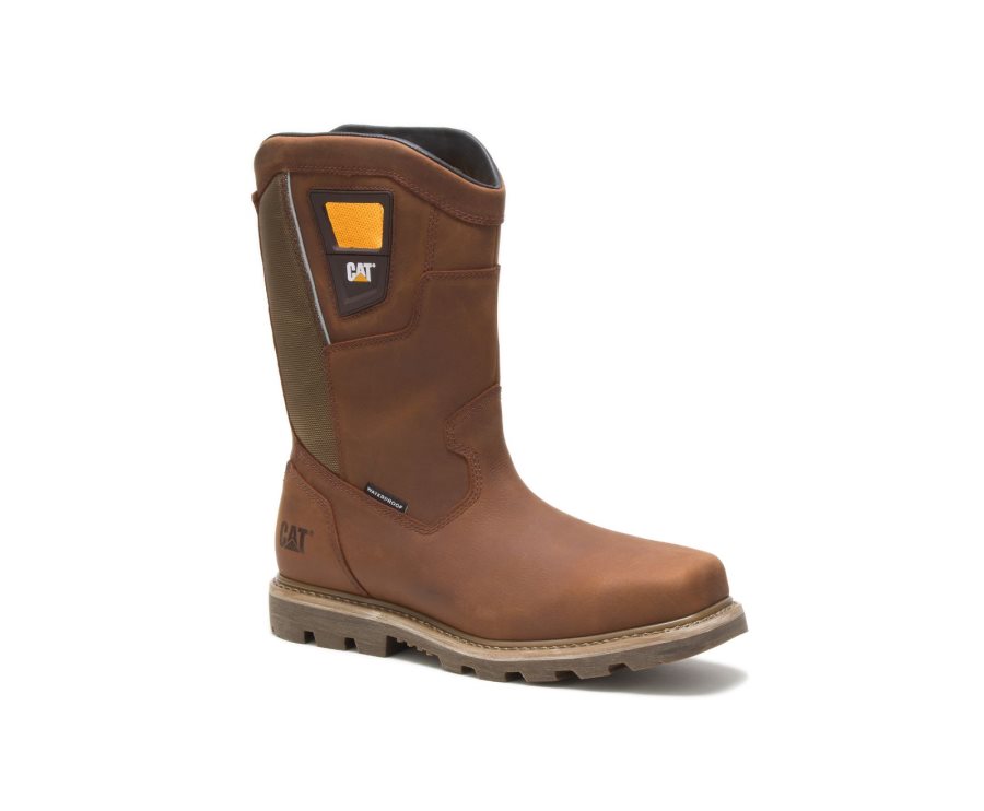 Men's Caterpillar CAT Stillwell Waterproof Steel Toe Work Boots Copper | CAT-481OV