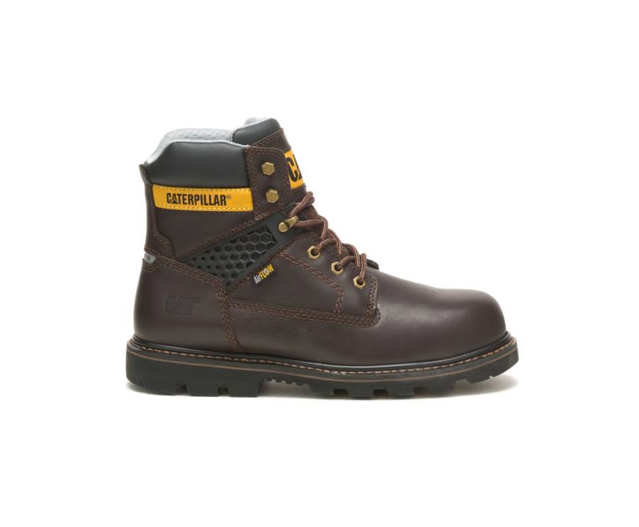 Men\'s Caterpillar CAT Structure Cool Composite Toe Work Boots Dark Brown | CAT-787KO