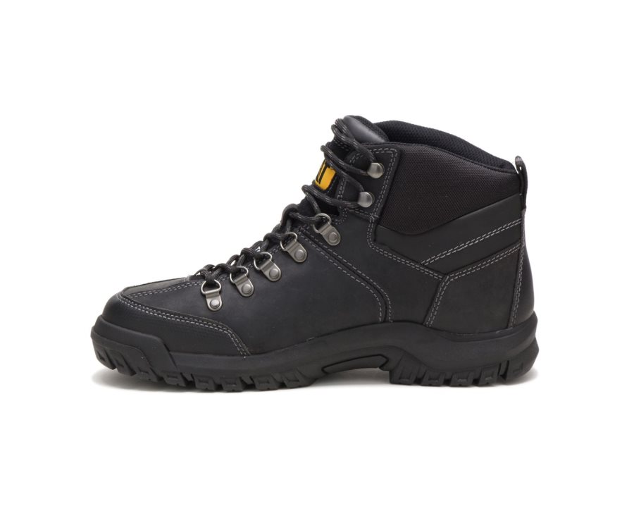 Men's Caterpillar CAT Threshold Waterproof Steel Toe Work Boots Black | CAT-712JO