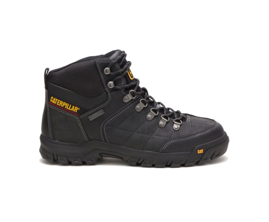 Men\'s Caterpillar CAT Threshold Waterproof Steel Toe Work Boots Black | CAT-712JO