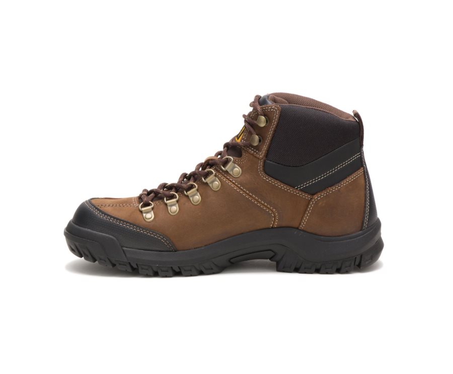 Men's Caterpillar CAT Threshold Waterproof Work Boots Brown | CAT-758XL