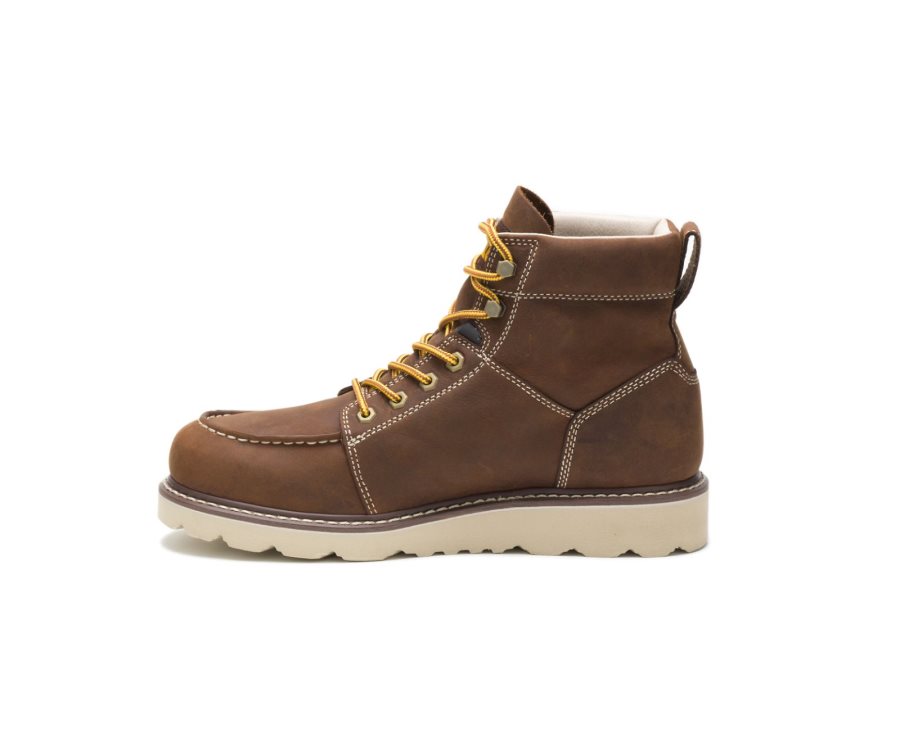 Men's Caterpillar CAT Tradesman Work Boots Chocolate Brown | CAT-832ZN