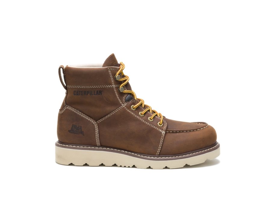 Men\'s Caterpillar CAT Tradesman Work Boots Chocolate Brown | CAT-832ZN