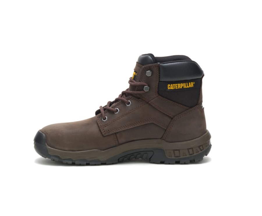 Men's Caterpillar CAT Upholder Waterproof Steel Toe Work Boots Dark Chocolate | CAT-486WF