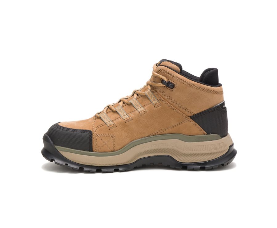 Men's Caterpillar CAT Utilize Waterproof Alloy Toe Work Boots Brown | CAT-394KC