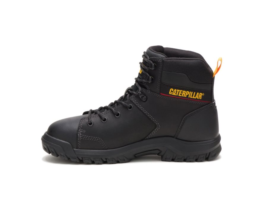 Men's Caterpillar CAT Wellspring Waterproof Metatarsal Guard Steel Toe Work Boots Black | CAT-871CJ