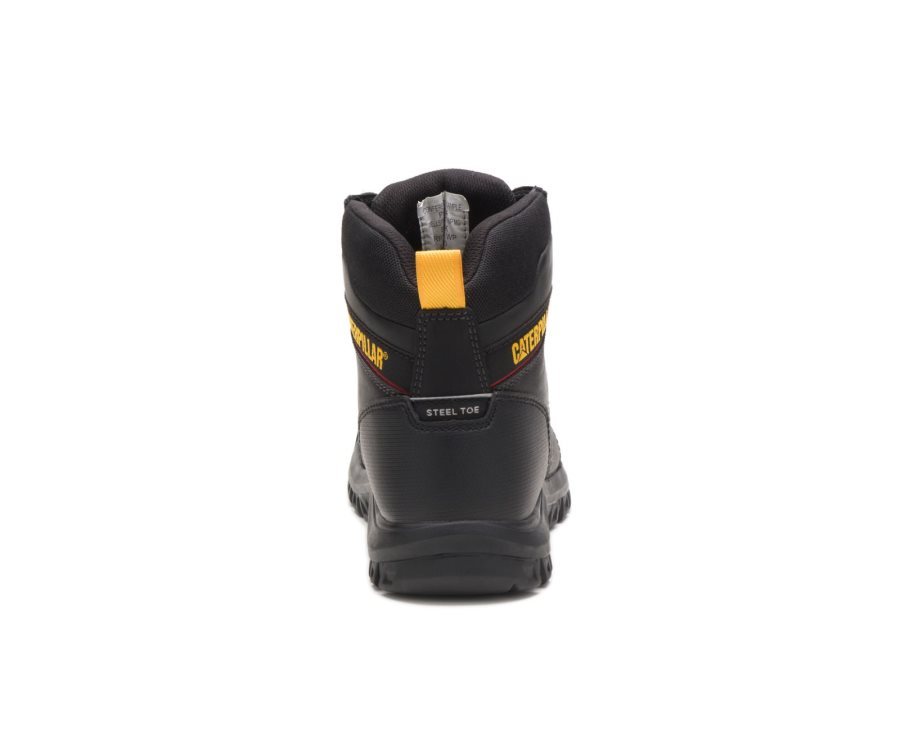 Men's Caterpillar CAT Wellspring Waterproof Metatarsal Guard Steel Toe Work Boots Black | CAT-871CJ