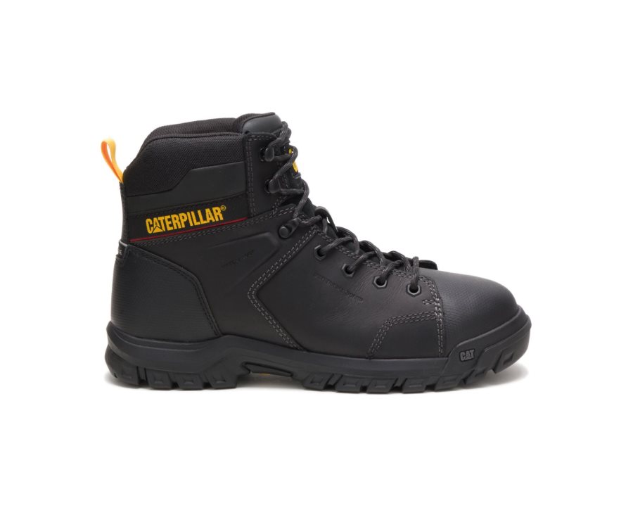 Men\'s Caterpillar CAT Wellspring Waterproof Metatarsal Guard Steel Toe Work Boots Black | CAT-871CJ