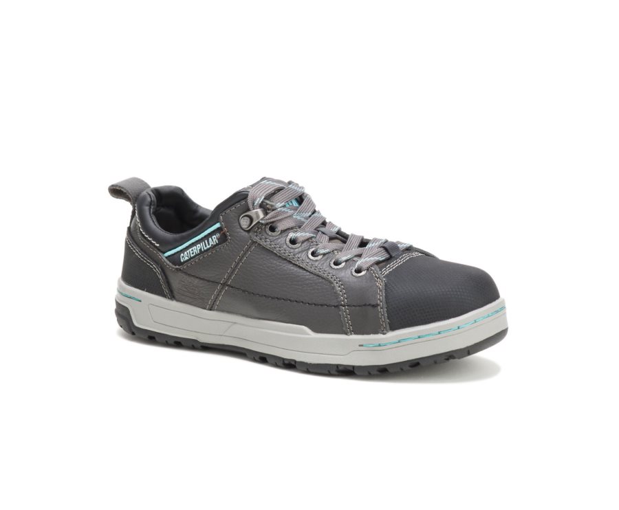 Women's Caterpillar CAT Brode Steel Toe Work Shoes Dark Grey / Mint | CAT-837CX