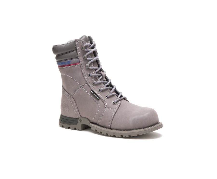 Women's Caterpillar CAT Echo Waterproof Steel Toe Work Boots Grey | CAT-807KT