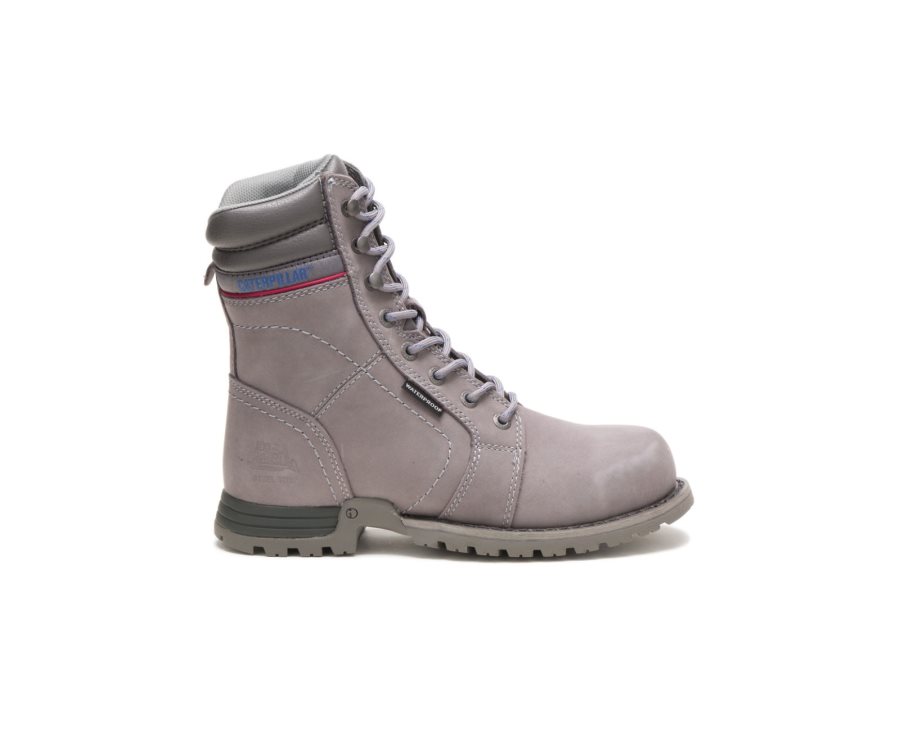 Women\'s Caterpillar CAT Echo Waterproof Steel Toe Work Boots Grey | CAT-807KT