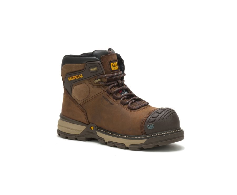 Women's Caterpillar CAT Excavator Superlite Waterproof Thinsulate™ Nano Toe Work Boots Dark Brown | CAT-015KD