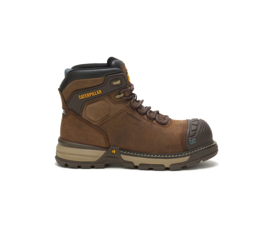 Women\'s Caterpillar CAT Excavator Superlite Waterproof Thinsulate™ Nano Toe Work Boots Dark Brown | CAT-015KD