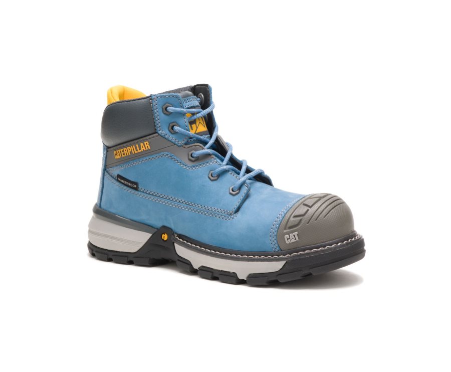 Women's Caterpillar CAT Excavator Superlite Waterproof Nano Toe Work Boots Blue | CAT-092FB