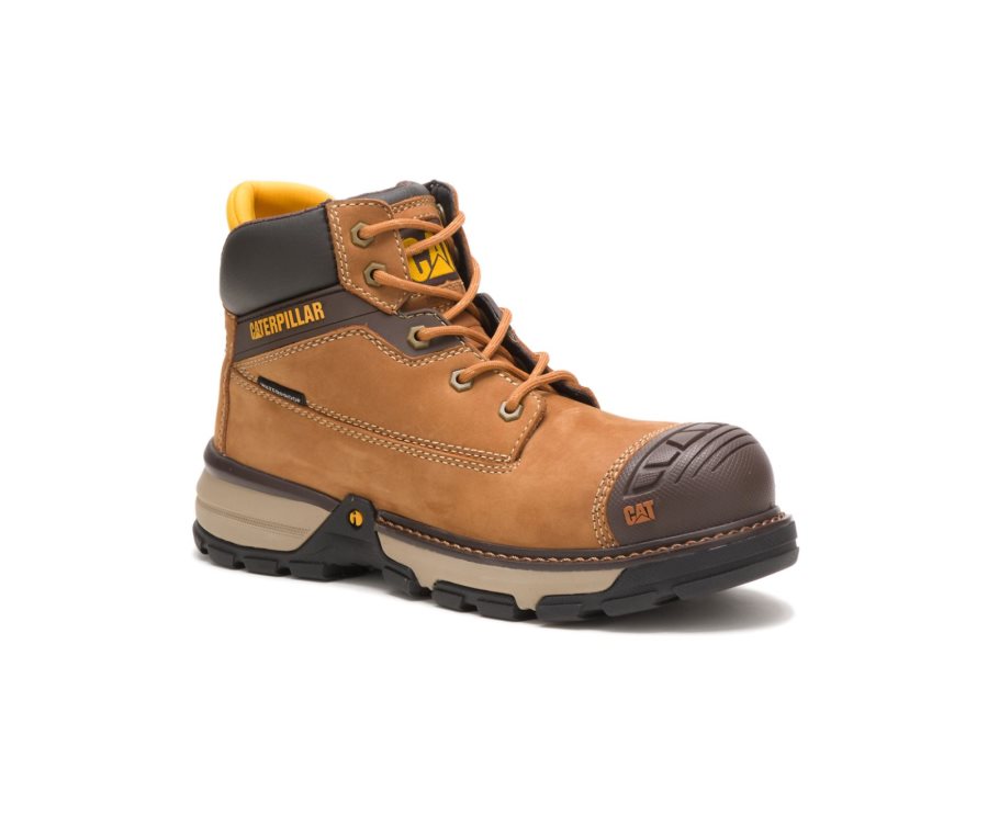 Women's Caterpillar CAT Excavator Superlite Waterproof Nano Toe Work Boots Brown | CAT-459UL