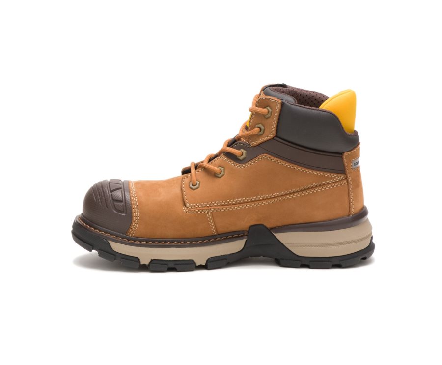 Women's Caterpillar CAT Excavator Superlite Waterproof Nano Toe Work Boots Brown | CAT-459UL