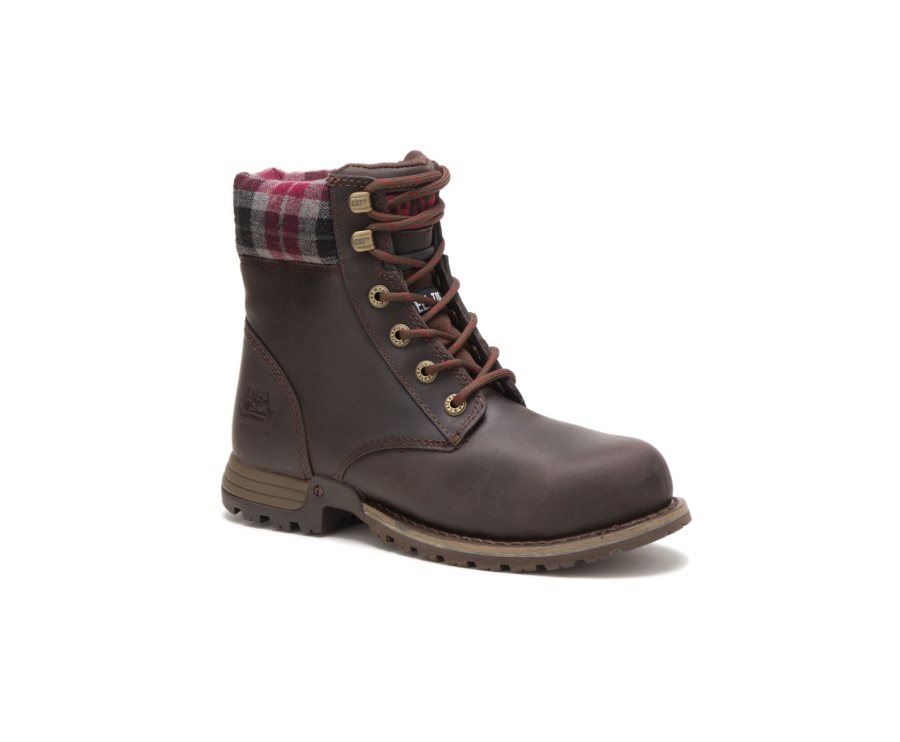 Women's Caterpillar CAT Kenzie Steel Toe Work Boots Chocolate | CAT-238FY