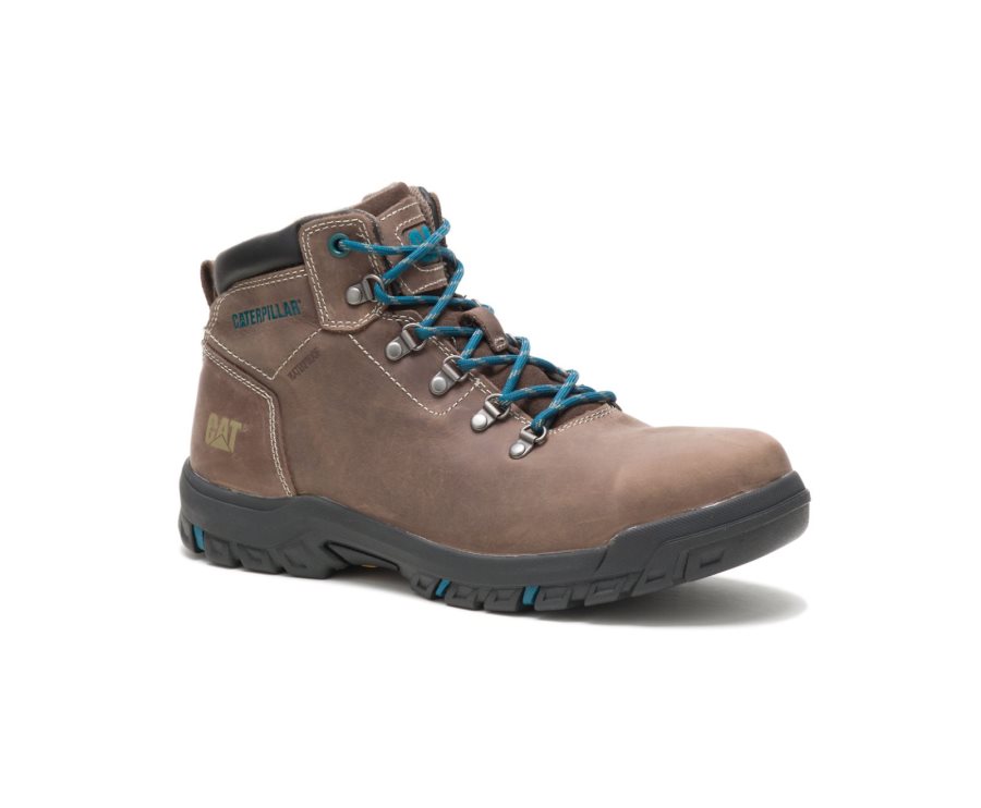 Women's Caterpillar CAT Mae Steel Toe Waterproof Work Boots Brown | CAT-691JX