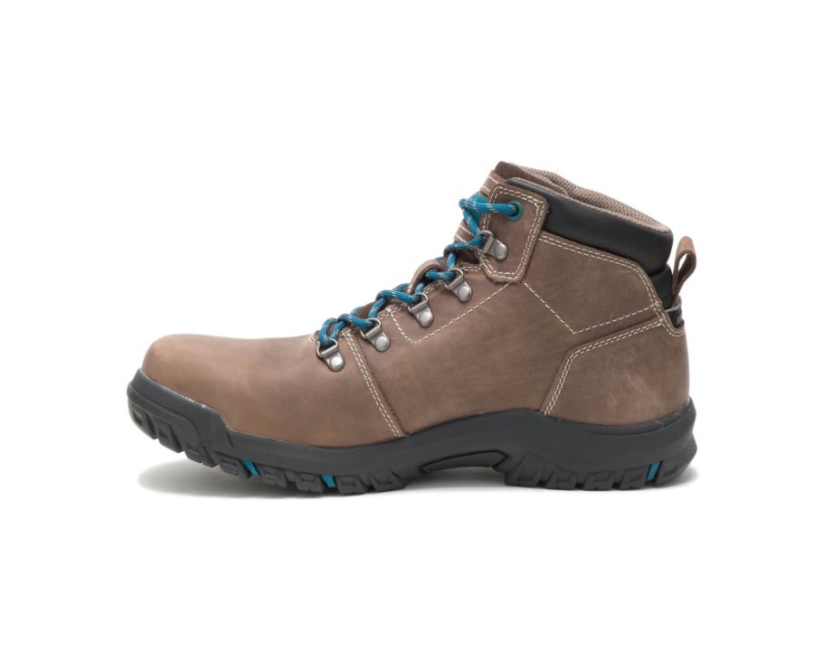 Women's Caterpillar CAT Mae Steel Toe Waterproof Work Boots Brown | CAT-691JX