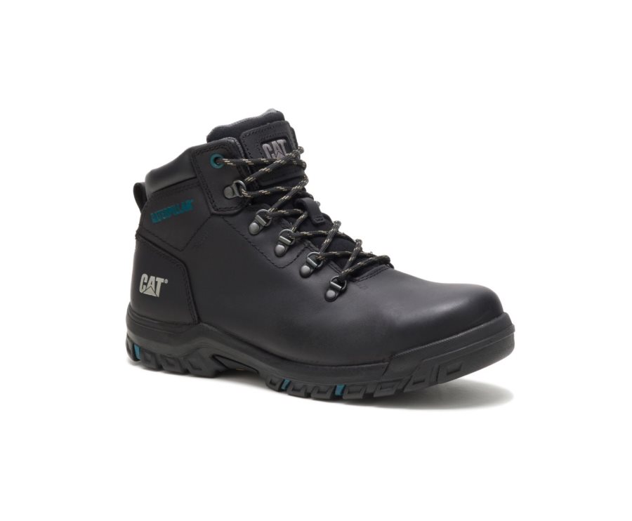 Women's Caterpillar CAT Mae Steel Toe Waterproof Work Boots Black | CAT-974GJ