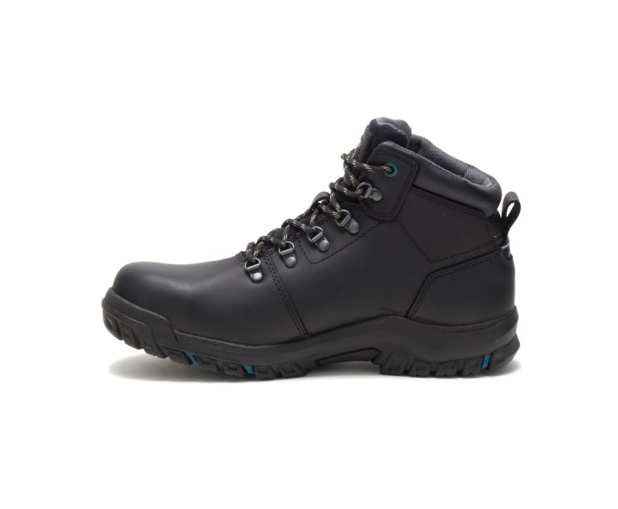 Women's Caterpillar CAT Mae Steel Toe Waterproof Work Boots Black | CAT-974GJ