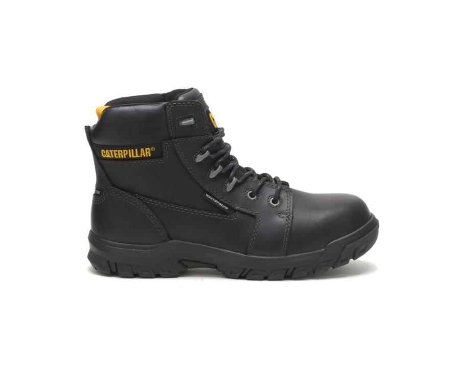 Women\'s Caterpillar CAT Resorption Waterproof Composite Toe Work Boots Black | CAT-738KO