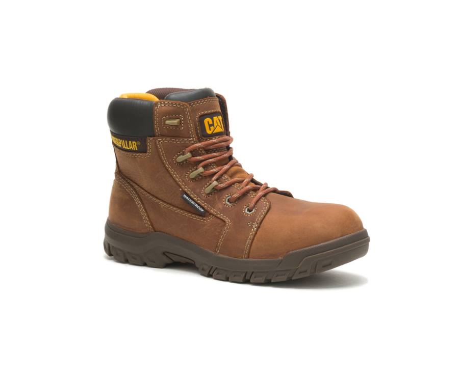 Women's Caterpillar CAT Resorption Waterproof Composite Toe Work Boots Brown | CAT-739KO