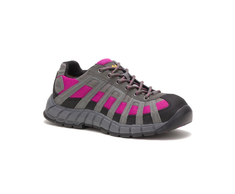 Women's Caterpillar CAT Switch Steel Toe Work Shoes Deep Grey / Pink | CAT-935DT