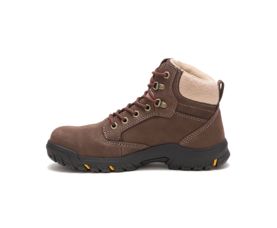 Women's Caterpillar CAT Tess Steel Toe Work Boots Chocolate | CAT-319LQ