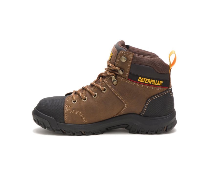 Women's Caterpillar CAT Wellspring Waterproof Metatarsal Guard Steel Toe Work Boots Brown | CAT-246SQ